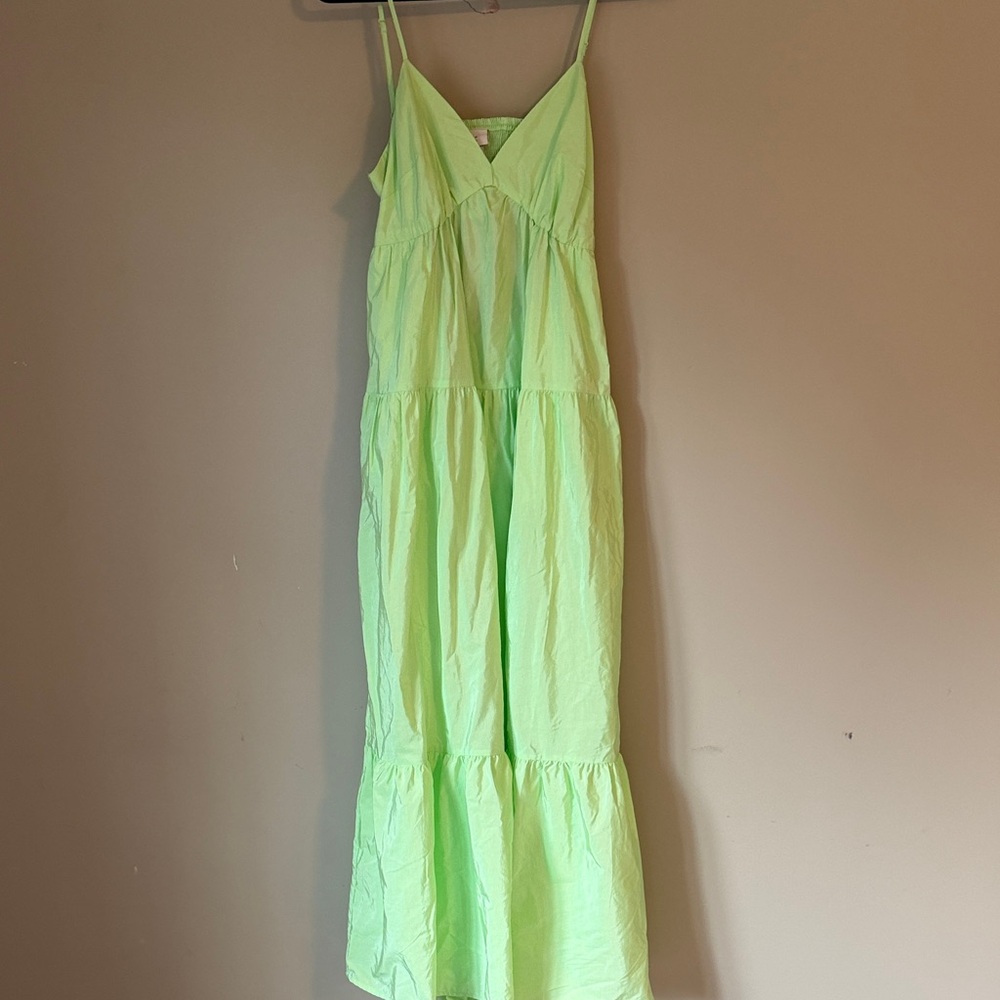a new day Bright Lime Green Smocked Bodice Dress